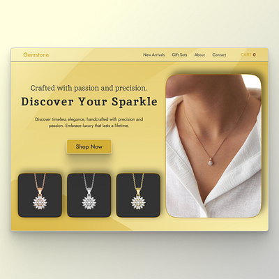 Gemstone: Jewelry hero section design. branding design ecommerce figma freelance graphic design illustration inspiration jewelery landing page logo ui uidesign ux web webdesign website