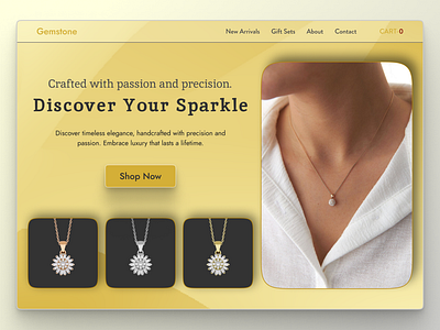 Gemstone: Jewelry hero section design. branding design ecommerce figma freelance graphic design illustration inspiration jewelery landing page logo ui uidesign ux web webdesign website