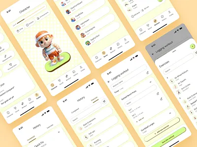 Interactive Fitness App UI/UX Design fitness game design ui ui design ux ux design