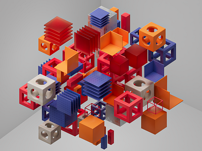 Cubism 3d abstract colors cubes cubism illustration