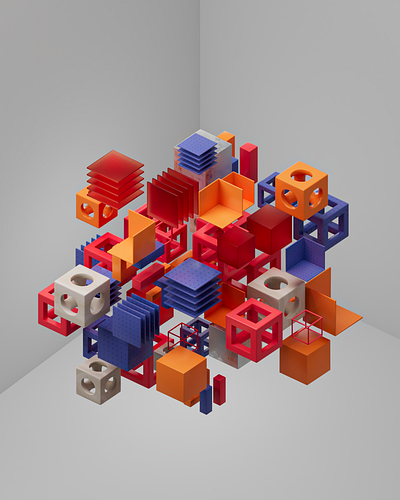 Cubism 3d abstract colors cubes cubism illustration