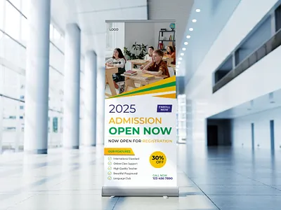 Admission Roll-Up Banner 3d admission branding creative design gradient graphic design innovative inspiration minimalism