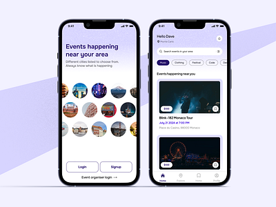 Explore events in your area! app app design application branding design events graphic design inspiration interface landing login logo mobile onboarding ui ui inspiration uichallenge user user interface ux