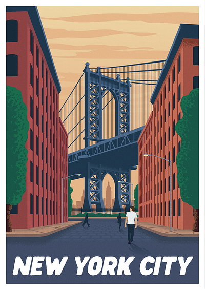 New York City Travel Poster graphic design new york new york art new york city new york design new york poster new york retro new york travel nyc poster design retro poster travel poster vector art vector design