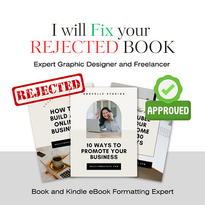 I will fix your rejected book so no worry book cover branding design ebook graphic design illustration manuscript ui vector