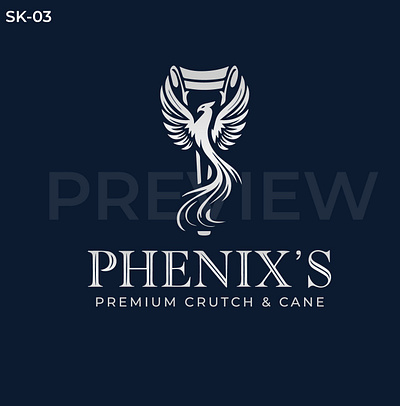 PHENIX'S Premium Crutch & Cane Logo Design branding crane crutch design graphic design illustration logo logo design phenix