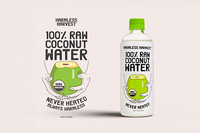 Harmless Harvest 100% Raw Coconut Water Packaging art direction illustration packaging