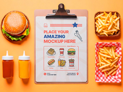 Free Menu Mockup. AI Generated ai mockup branding burger menu burger poster fast food free mockup graphic design menu flyer menu mockup menu poster mockup