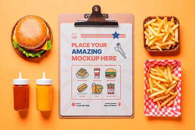 Free Menu Mockup. AI Generated ai mockup branding burger menu burger poster fast food free mockup graphic design menu flyer menu mockup menu poster mockup