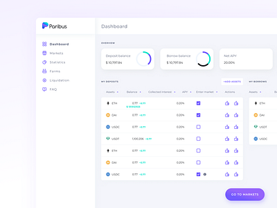 Paribus.io - DeFi App app crypto dashboard gromulski statistics ui uxui wallet