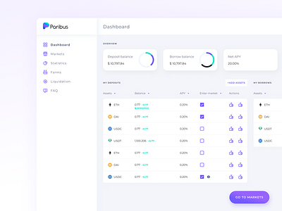 Paribus.io - DeFi App app crypto dashboard gromulski statistics ui uxui wallet