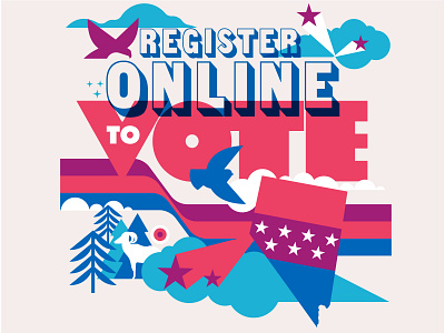 Register Online to Vote Nevada! big bighorn sheep birds branding design eagle flat graphic design illustration trees typography vector vote voter registration