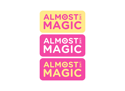 Almost Like Magic Logo badge brand branding bright happy identity logo rounded star sticker type typography wordmark