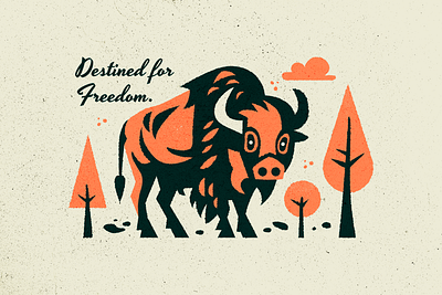 Destined For freedom adobe bison branding classic graphic design illustration illustrator lettering nature outdoors retro vintage traditional wildlife