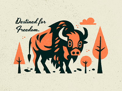 Destined For freedom adobe bison branding classic graphic design illustration illustrator lettering nature outdoors retro vintage traditional wildlife