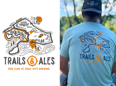 Trails & Ales T-shirt Design ales apparel art brewery brewing clothing line art map print run screenprint t shirt t shirt design tee trail map trail run trails tshirt