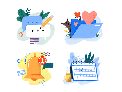 Happy Spot Illustrations animals art branding calendar cat character cute drawing editorial folder icon illustration kids profile speech bubble spot spot illustration texture ui user