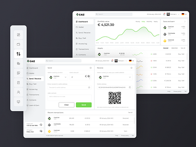 Crypto wallet (web) bitcoin caizcoin crypto dark design eth light minimal ui ux wallet