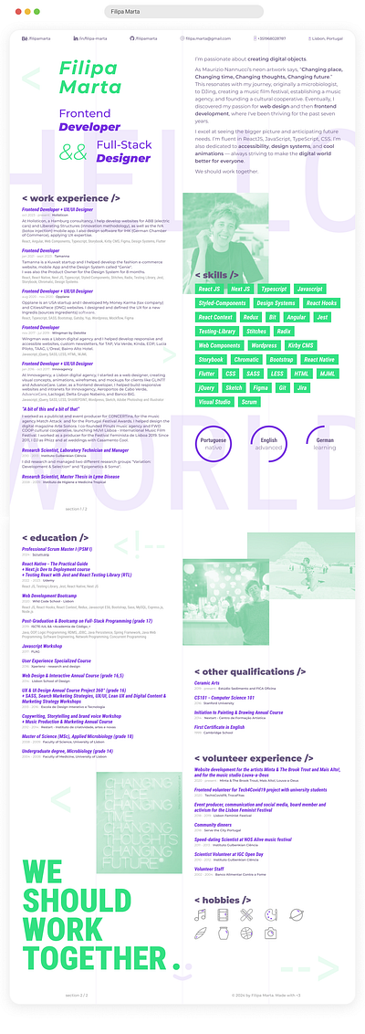 Filipa 2024 CV branding cv design