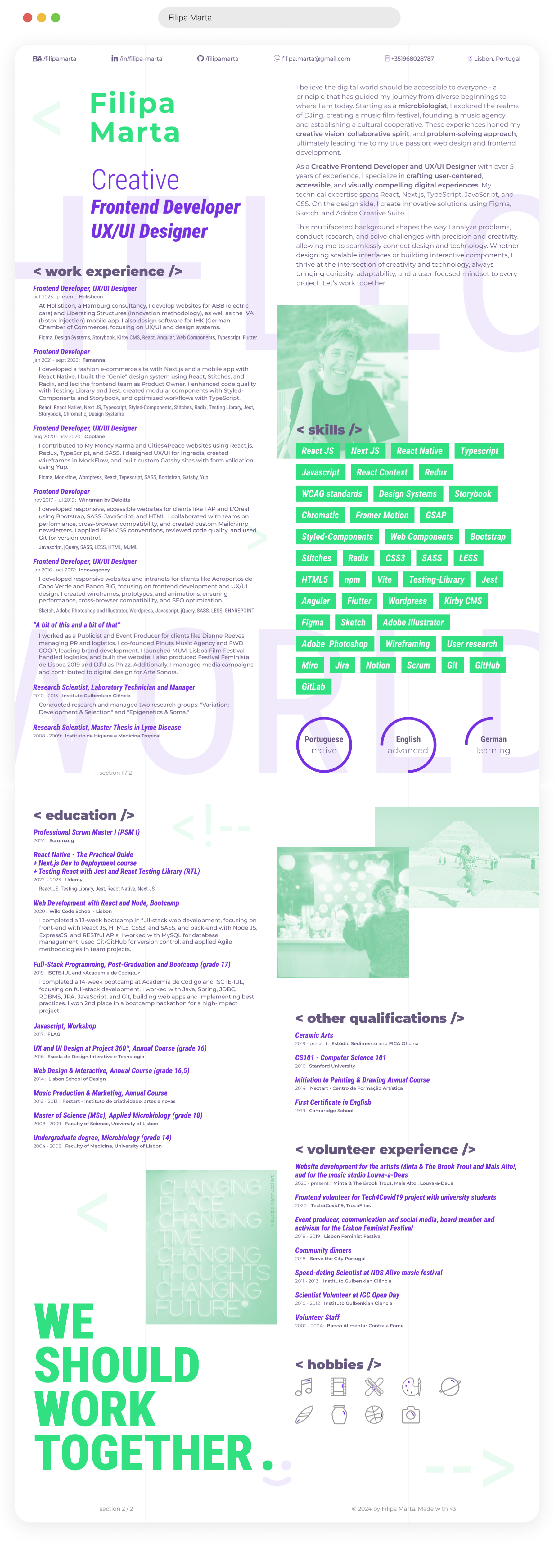 Filipa 2024 CV branding cv design
