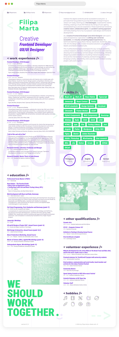 Filipa 2024 CV branding cv design