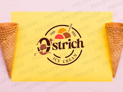 New Project: Ostrich Ice Cream Logo! branding brochures design graphic design ice cream brand illustration logo logo design ostrich typography ui ux vector