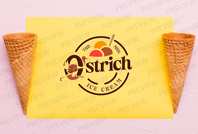 New Project: Ostrich Ice Cream Logo! branding brochures design graphic design ice cream brand illustration logo logo design ostrich typography ui ux vector