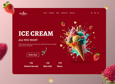 Ice cream landing page graphic design ui