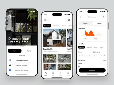 Real Estate Mobile App Design 3d animation branding figma figma design graphic design logo mobile app mobile design motion graphics product design ui ui design uiux ux design web app