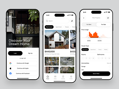 Real Estate Mobile App Design 3d animation branding figma figma design graphic design logo mobile app mobile design motion graphics product design ui ui design uiux ux design web app