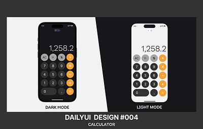 DailyUI #004 CALCULATOR calculator dailyui dailyuidesighchallenge darktheme figma ui uidesign uiux whitetheme