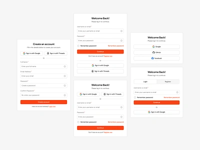 Login & Sign Up Components · Koala UI branding clean dashboard design figma illustration koala landing landing page login product registration sign in sign up ui ui design