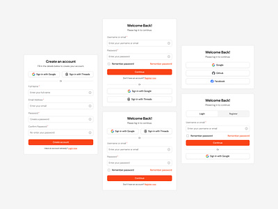 Login & Sign Up Components · Koala UI branding clean dashboard design figma illustration koala landing landing page login product registration sign in sign up ui ui design