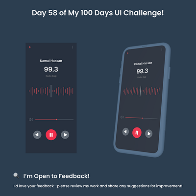 Day 58/100 - Simple Radio Screen Mobile UI creativeprocess