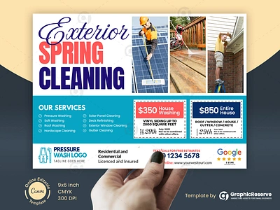 Exterior Cleaning Direct Mail EDDM Postcard Design Template cleaning service postcard direct mail postcard template direct mail template eddm mailer template eddm template exterior cleaning direct mail gutter cleaning postcard pressure washing direct mail roof cleaning postcard spring cleaning mailer marketing window cleaning postcard