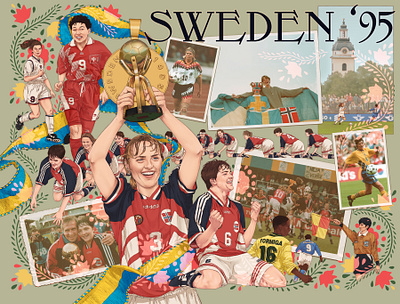 Sweden '95 character digital folioart football illustration portrait poster sarah maxwell sports women