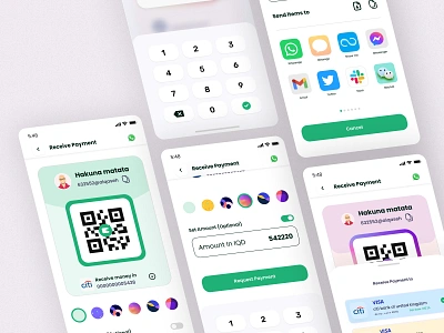 Receive Money (QR Code) Other screens for Alquaseh 2024 arabic ui bank ui finance ui fintech ui green ui mobile ui money transfer ui neel litoriya online money receive online receive qr code receive money ui receive payment ui saloneel saloni ui ux