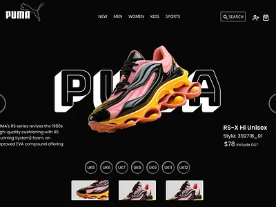 PUMA-LANDING PAGE animation branding canva designworld figma puma ui uiux uiuxdesigner