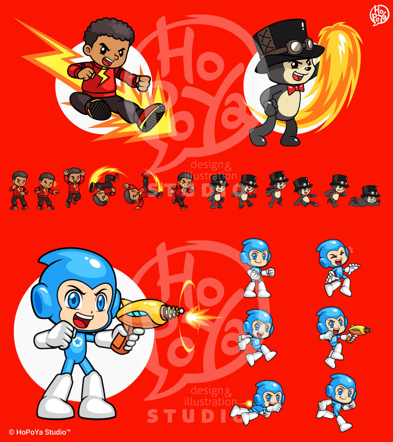 Example of 2 D Vector Cartoon Character Game Sprites