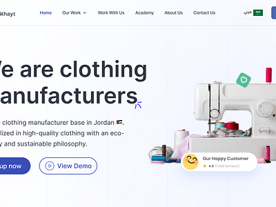 Modern Sewing Workshop Hero Section Design || Landing Page creative design flat hero section landing page modern new sewing tailoring ui vector web