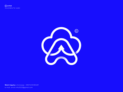 A letter + cloud + up arrow logo design a arrow artist blockchain branding cloud logo developer fullstack gradient graphic design icon identity logo logos minimalist logo saas simple logo tech logo ui web3