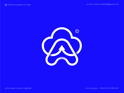 A letter + cloud + up arrow logo design a arrow artist blockchain branding cloud logo developer fullstack gradient graphic design icon identity logo logos minimalist logo saas simple logo tech logo ui web3