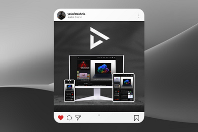Website mockup in three different devices and logo design graphic design instagram logo mockup monitor post product smartphone tablet website
