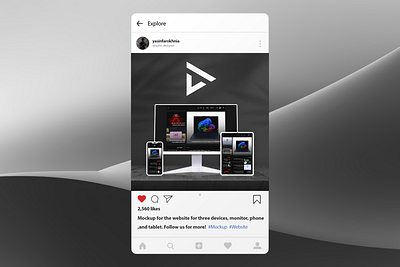 Website mockup in three different devices and logo design graphic design instagram logo mockup monitor post product smartphone tablet website