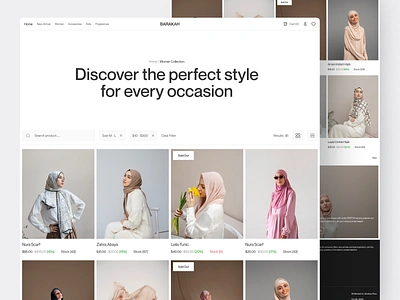 Barakah - Hijab Product List beauty beauty product design e commerce ecommerce hijab islam landing list marketplace modest online shop product shop store ui ui design web web design website