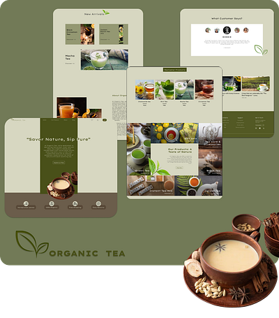 Organic Tea: E-commerce web design animation graphic design illustration logo prototyping ui uiux webdesign