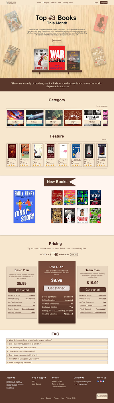 E-Library landing page animation book design figma landingpage laning library site ui uiux ux web webdesign