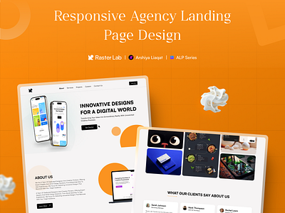 Raster Lab | Agency Landing Page 3d design agency ui design alp clean ui creative design digital agency hero section landign page landing page minimal ui design modern design pakistan raster lab sleak ui ui ui design uiux ux web design