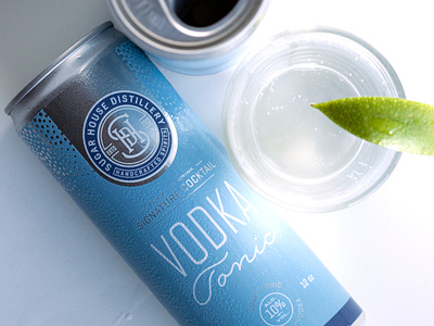 Vodka Tonic beverage branding canned cocktail design graphic design illustration label logo monogram packaging typography