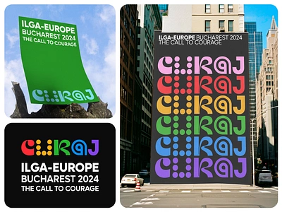 ILGA-EUROPE Bucharest 2024 Conference logo and branding branding celebration colorful conference connection courage creative curaj diversity ilga lgbt lgbti logo mark modern print rainbow